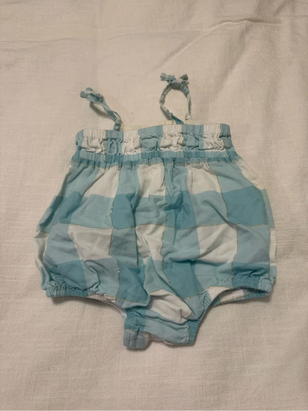 OshKosh B'gosh Blue and White Check Bubble Romper
